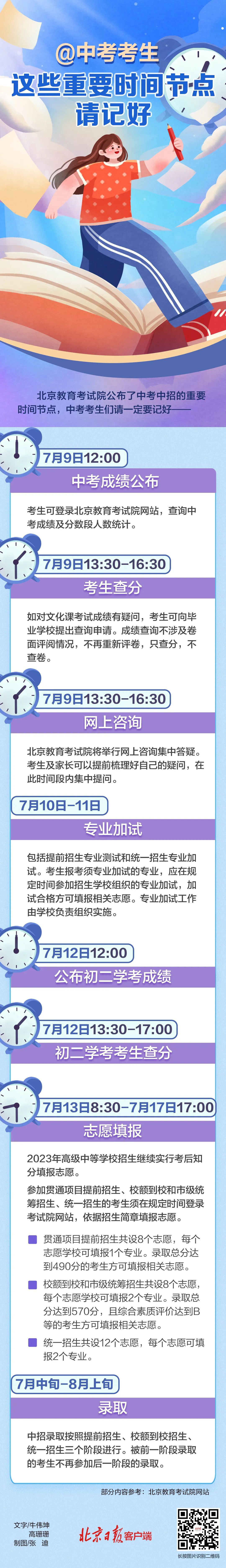 北京中考考生，事关查分、报志愿……这些重要时间节点请记好